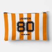Orange Strip Sports Team Individuelle Name Zubehörtasche (Rückseite)