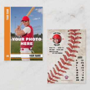 Orange Stripe Baseball Trading Card - Benutzerdefi Telefonnummerkarte