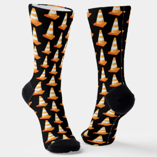 Orange Stripe Bau Straße Verkehr Cone Black Socken