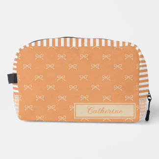 Orange Stripe Bow Pattern Coquette Cosmetic Waschbeutel
