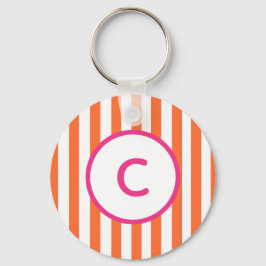 Orange Stripe Monogram Schlüsselanhänger
