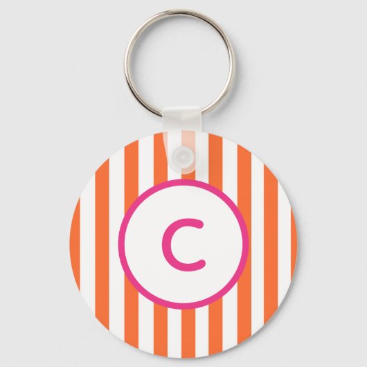 Orange Stripe Monogram Schlüsselanhänger (Vorderseite)