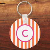 Orange Stripe Monogram Schlüsselanhänger (Vorderseite)