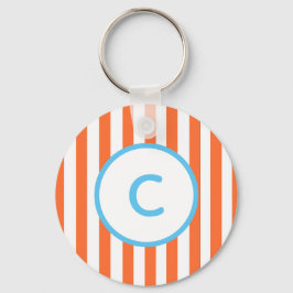Orange Stripe Monogram Schlüsselanhänger