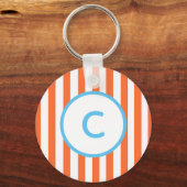 Orange Stripe Monogram Schlüsselanhänger (Vorderseite)
