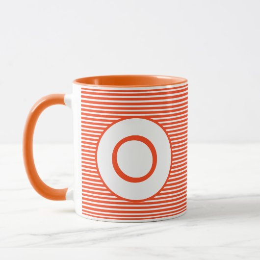 Orange Stripe Monogram Tasse (Links)