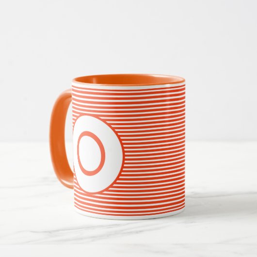 Orange Stripe Monogram Tasse (Vorderseite Links)