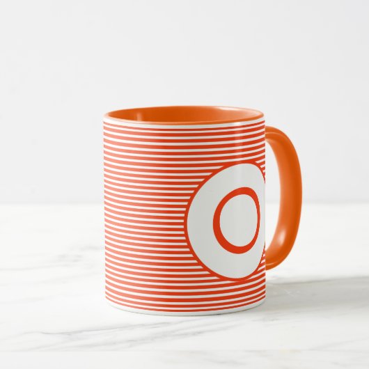 Orange Stripe Monogram Tasse (VorderseiteRechts)