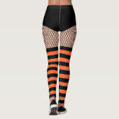 Orange Stripe Socken Fishnet Hexen Leggings (Rückseite)