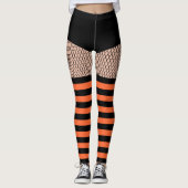 Orange Stripe Socken Fishnet Hexen Leggings (Vorderseite)
