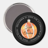 Orange Striped Christmas Ornament/Save the Date Magnet (Vorderseite/Rückseite)