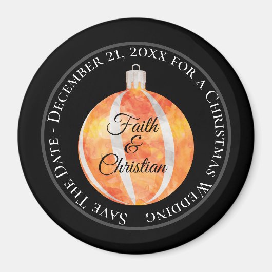 Orange Striped Christmas Ornament/Save the Date Magnet (Vorne)
