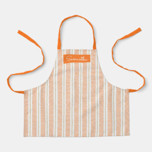 Orange Striped Individuelle Name Schürze
