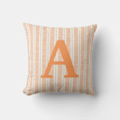 Orange Striped Monogram Letter Throw Kissen (Vorderseite)