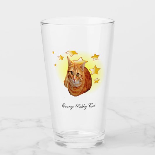 Orange Striped Tabby Cat ist ein Star Glas (Vorderseite)