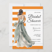 Orange Stripes Brautparty von Sage Green Bridge Einladung (Vorderseite)