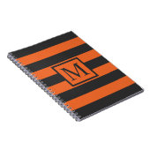 Orange Stripes Halloween Monogram | Gästebuch Notizblock (Rechte Seite)