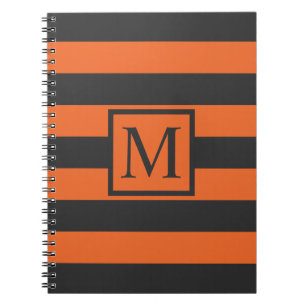Orange Stripes Halloween Monogram Gästebuch Notizblock