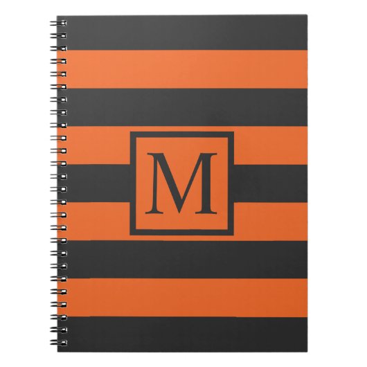 Orange Stripes Halloween Monogram | Gästebuch Notizblock (Vorderseite)
