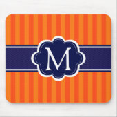 Orange Stripes Marine-Blau-kundenspezifische Mousepad (Vorne)