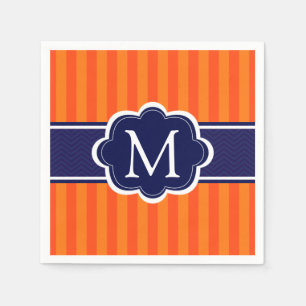 Orange Stripes Marine-Blau-kundenspezifische Serviette