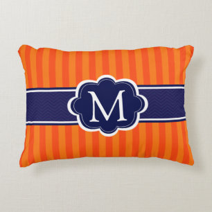 Orange Stripes Marine-Blau-kundenspezifische Zierkissen