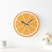 Orange Stylized Fruit Slice Große Wanduhr (Zuhause)