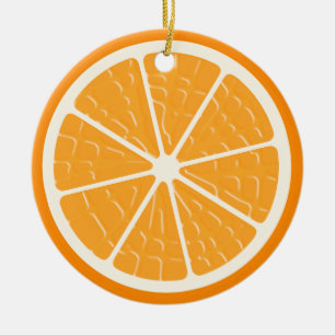 Orange Stylized Fruit Slice Keramik Ornament