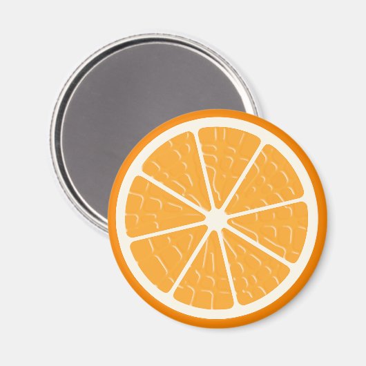 Orange Stylized Fruit Slice Magnet (Vorderseite/Rückseite)