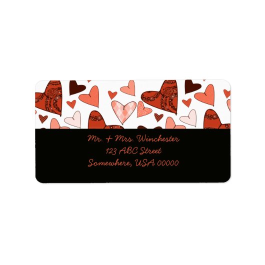 Orange Stylized Hearts Adressaufkleber (Vorne)