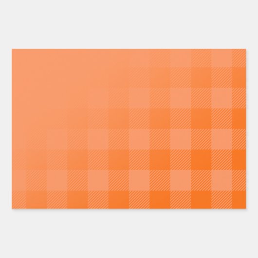 Orange Subtle Gradient w/ Peek-A-Boo Buffalo Plaid Geschenkpapier Set (Vorderseite 3)