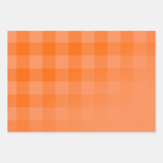 Orange Subtle Gradient w/ Peek-A-Boo Buffalo Plaid Geschenkpapier Set (Vorderseite 2)