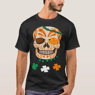 Orange Sugar Skull St. Patrick's Day T-Shirt