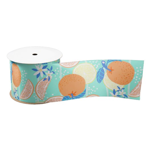 Orange Summer Aquamarin Satinband (Spule)