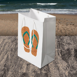 Orange Summer Beach Party Flip Flops Geschenktasch Mittlere Geschenktüte
