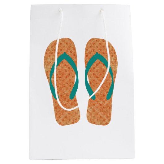 Orange Summer Beach Party Flip Flops Geschenktasch Mittlere Geschenktüte (Vorderseite)