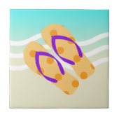 Orange Summer Beach Waves Flip Flops Fliese (Vorderseite)