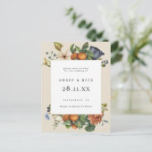 Orange Summer Floral Botanic Boho Save the Date Einladungspostkarte (Stehend Vorderseite)