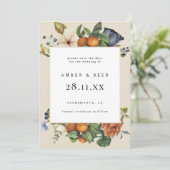 Orange Summer Floral Botanical Boho Save The Date (Stehend Vorderseite)