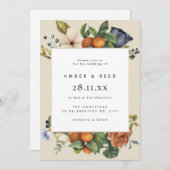 Orange Summer Floral Botanical Boho Wedding Einladung (Vorne/Hinten)