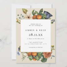 Orange Summer Floral Botanical Boho Wedding