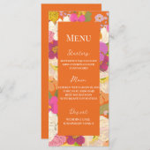 Orange Summer Floral Garden Wedding Menükarte (Vorne/Hinten)