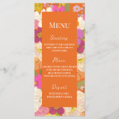 Orange Summer Floral Garden Wedding Menükarte (Vorderseite)