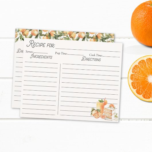 Orange Summer Fruit Personalize Family Rezept Card