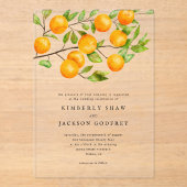 Orange Summer Garden Wedding Acryleinladungen (Vorderseite)