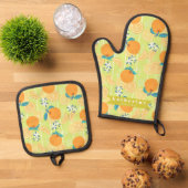 Orange Summer Green Ofenhandschuh & Topflappen-Set (Oben Unten)