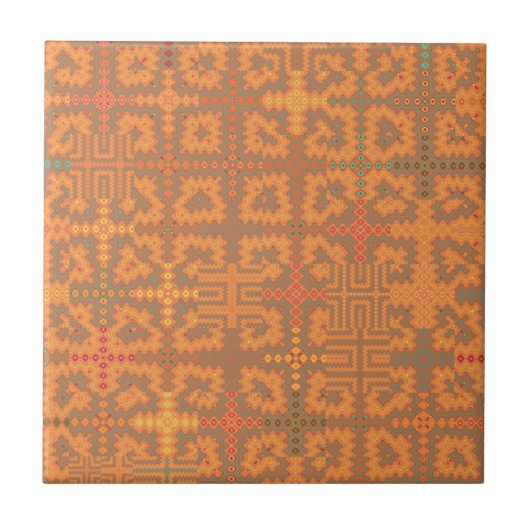 Orange Summer Heat Tapestry Keramik Tile 4,25" Fliese (Vorderseite)