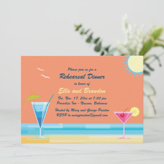 Orange Summer Probe Dinner Einladung (Stehend Vorderseite)