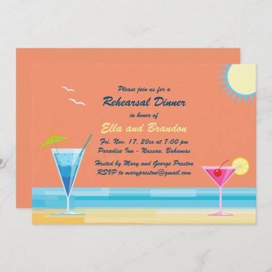 Orange Summer Probe Dinner Einladung (Vorne/Hinten)