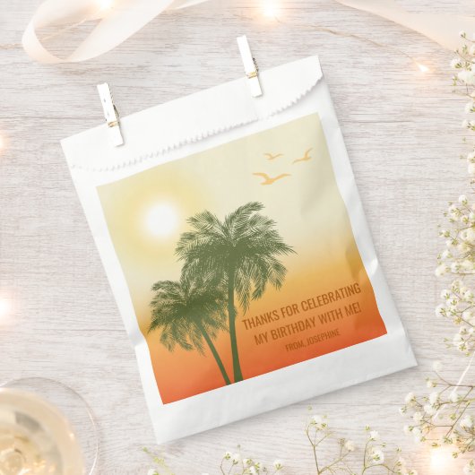 Orange Summer Sunset Palm Trees Birthday Thank You Geschenktütchen (Ausgeschnitten)